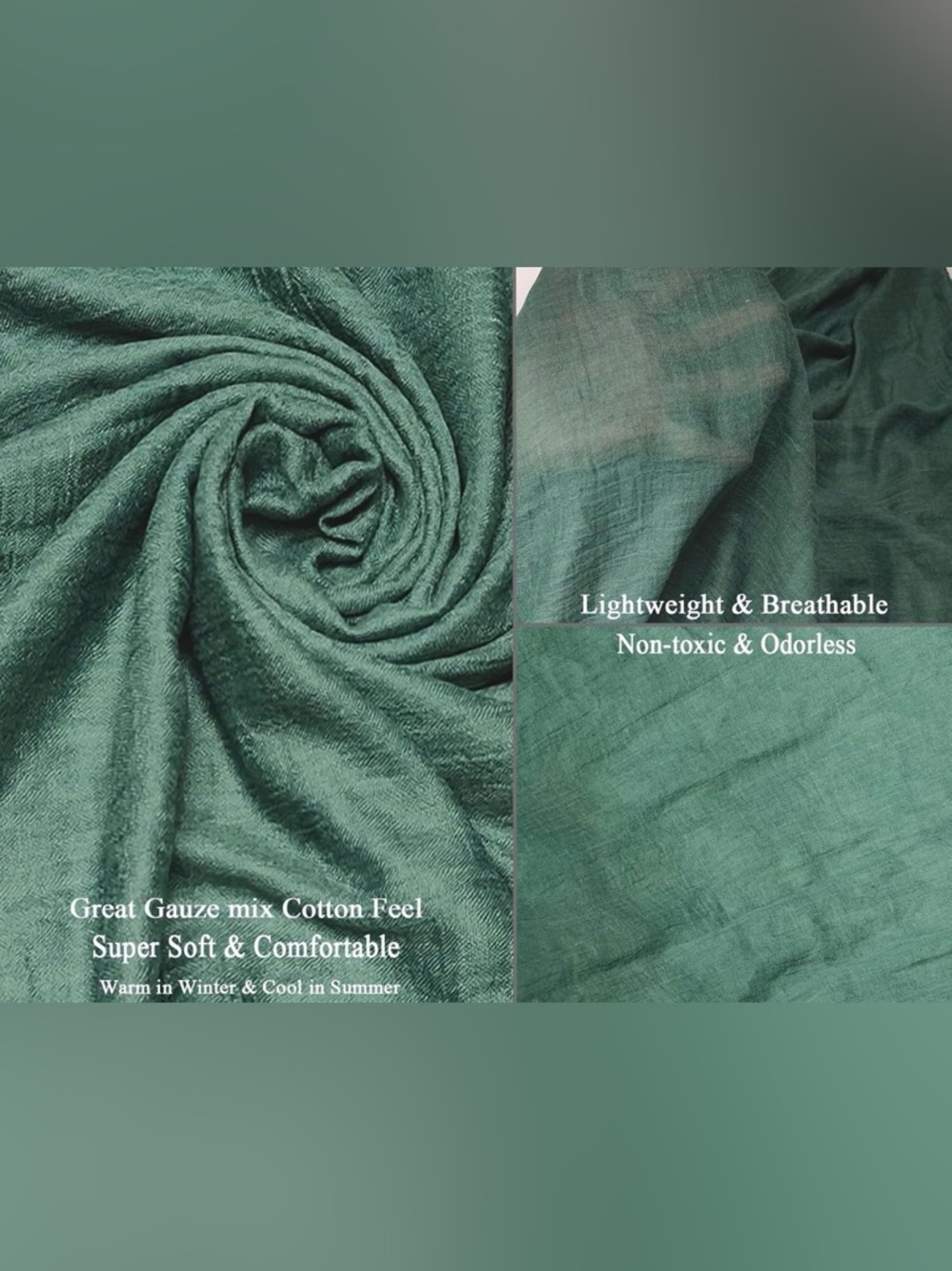 Gragengs Lightweight Large Green Long Gauze Shawl/Wrap - Picture 2 of 6
